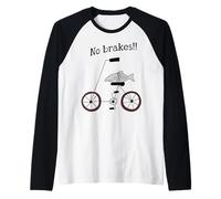 Sin Frenos Pescado Montando Una Bicicleta Humor Tonto Raro Camiseta Manga Raglan