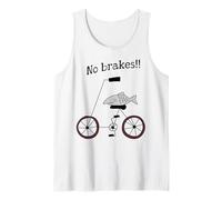 Sin Frenos Pescado Montando Una Bicicleta Humor Tonto Raro Camiseta sin Mangas