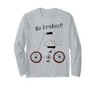 Sin Frenos Pescado Montando Una Bicicleta Humor Tonto Raro Manga Larga