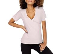 Sin mangas delgado corto mujer V Warp Deep Summer Shirt Camisas Fit camiseta en el cuello para mujer camisa de malla, Rosa., XXL