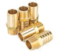 Sin Marca 1/2" Macho BSPT x 3/4"(19mm) Latón de conector de manguera de lengüeta de combustible, gas, agua (5 piezas)