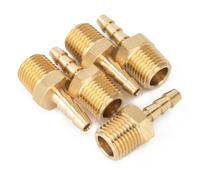 Sin Marca 1/4" Macho BSPT x 3/16"(5mm) Latón de conector de manguera de lengüeta de combustible, gas, agua (5 piezas)