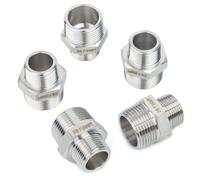 Sin Marca 1" x 3/4" Macho NPT Tubo de rosca Hex Niple hexagonal de acero inoxidable 316 de diferentes diámetros para aire combustible agua Accesorio de conexión (5 piezas)