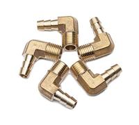 Sin Marca 5/16" ID manguera x 1/4" Macho NPT latón sin plomo de lengüeta de 90° codo para aire (5 piezas)