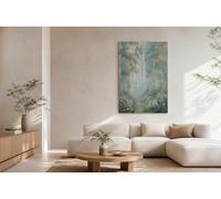 Sin marco Cuadros Decoracion Enmarcados, Paisaje forestal Cuadros, Impresiones Niebla, bosque, flores silvestres Láminas Sobre Lienzo para Moderno Salones Dormitorios Decoracion Pared 50 x 70 cm