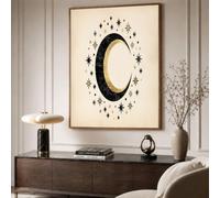 Sin Marco Cuadros Modernos Beige Negro Estrellas Crecientes Bohemias Cuadro Decorativos Lienzo Pintura Imágenes Misterioso Cartel Antiguo Laminas Decorativas Pared Salon Dormitorio Comedor 30X40Cm