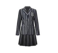 (Sin peluca - Talla S para adulto) Disfraz de Miércoles Addams, uniforme escolar de la Academia Nevermore,