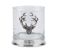 sin Plomo Amplio Montada 12oz Whisky Cristal con un Ciervo Cabeza Emblem12oz Vasos de Whisky en una Presentación Caja de 1 Or 2 Vasos