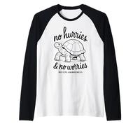 SIN PRESIONES Y NO Preocupes ME/CFS Conciencia - Tortuga - Negro Camiseta Manga Raglan