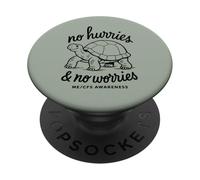 SIN PRESIONES Y NO Preocupes ME/CFS Conciencia - Tortuga - Negro PopSockets PopGrip Adhesivo