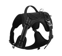 Sin Pull Soft Comfort Arness Nylon Ajustable Al Aire Libre Reflectante con Control De Control Arnés para Perros Medianos Y Grandes,Negro,S