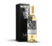 «Sin reina no hay castillo» Mensaje en una Botella. Vino Blanco Premium Verdejo Joven + Gift Box. Etiqueta Blanca PERSONALIZABLE