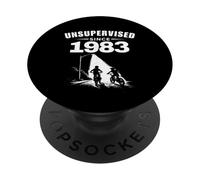 Sin supervisión Desde 1983 Retro 70s 80s Kid Nostalgia Cumpleaños PopSockets PopGrip Adhesivo