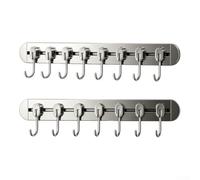 Sin taladro Cocina Rail 40cm Espacio Aluminio Gancho Rack | Montaje de pegamento sólido sin taladro, protege paredes, se adapta a azulejos lisos/vidrio, 40 cm de longitud