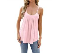 Sin tirantes para mujer camiseta Tank Tops sin mangas Cuello U Ojo Bordado suelto Fit Casual Verano Colgantes Hollow Chaleco Suspenders, rosa, XL