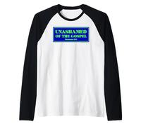 Sin vergüenza del Evangelio Biblia Escritura Fe e Inspiración Camiseta Manga Raglan