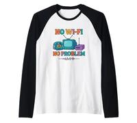 Sin Wi-Fi No Hay Problema - Retro Dial Up Tech Nostalgia Camiseta Manga Raglan