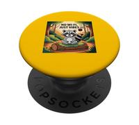Sin Wi-Fi, solo Vibes Raccoon Camping PopSockets PopGrip Adhesivo