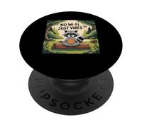 Sin Wi-Fi, solo Vibes Raccoon Camping PopSockets PopGrip Adhesivo