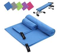 Sinand Toalla Microfibra Juego de 2, 180x60cm Toalla Baño Grande & 80x40cm Toalla Manos Pequeña, Superabsorbente y de Secado Rápido Toalla Gimnasio - Ideal para Viaje, Gym y Camping (Azul)