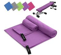 Sinand Toalla Microfibra Juego de 2, 180x60cm Toalla Baño Grande & 80x40cm Toalla Manos Pequeña, Superabsorbente y de Secado Rápido Toalla Gimnasio - Ideal para Viaje, Gym y Camping (Morado)
