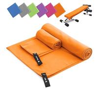 Sinand Toalla Microfibra Juego de 2 | 180x60cm Toalla Baño Grande & 80x40cm Toalla Manos Pequeña | Superabsorbente y de Secado Rápido Toalla Gimnasio - Ideal para Viaje, Gym y Camping (Naranja)