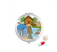 Sinapore sabor Safari Museo Catedral Travel bolsillo píldora caso medicina dispensador espejo regalo caja de almacenamiento