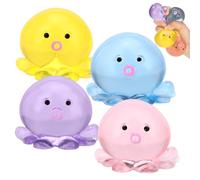 Sinbana 4pcs balles pieuvre 6x5,3x5,3cm，jouets marins lents à Presser en 4 Couleurs，idéal pour cadeaux d'anniversaire et récompenses scolaires.
