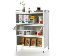 Sinbide Armario de Almacenamiento, Estantería de Cocina, Estantería de Panadería, Aparador para Salón Moderno, Marco de Acero, Aparador para Comedor y Entrada, 79x32x112cm (Blanco)