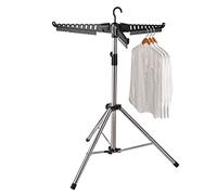 Sinbide Tendedero de Ropa Plegable Perchero Extensible con Barra para Colgar Ropa Portátil para Interior y Exterior (Negro)