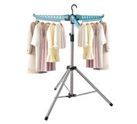 Sinbide Tendedero de Ropa Plegable Perchero Extensible con Barra para Colgar Ropa Portátil para Interior y Exterior (Azul)