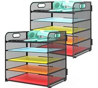 Sinboun Bandeja organizadora de Papel para Cartas, Organizador de Archivos de Escritorio de Malla de 5 Niveles con asa, Bandeja de Metal para Documentos de Escritorio para organización de Oficina