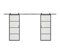 Sincca II - Puerta corredera Doble con Sistema de Aplique - Aluminio y Vidrio Templado Transparente - 2 x H205 x L63 cm