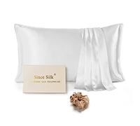 Since Silk Fundas de Almohada de Seda 100% Morera Natural 22 Momme, Suaves y Cuidado de la Cabello Funda de Almohada de Seda con Cremallera Oculta - 1 Pieza Blanco (50 * 66cm)