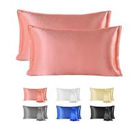 Since Silk Fundas de Almohada de Seda 100% Morera Natural 22 Momme, Suaves y Cuidado de la Cabello Funda de Almohada de Seda 2 Piezas Pink (50 * 66cm)