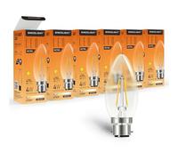 SINCELIGHT Bombilla LED B22 de filamento retro, estilo vela, 3 W, 250 lm equivalente a 25 W, blanco cálido 2700 K, casquillo de bayoneta BC, paquete de 6