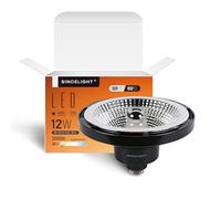 SINCELIGHT Bombillas LED GU10, Reflector QR111 de 12W, Focos Profesionales Antideslumbrantes AR111, Ángulo de Haz de 45 Grados, Blanco Cálido 3000K, Paquete de 1