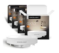 SINCELIGHT GX53 Bombillas LED, 7W, forma de disco, reflector esmerilado, color rico RA≈92, Blanco Neutro 4000K, Retrofit los accesorios GX53 en la cocina, armarios, debajo del estante, 4 Piezas