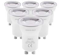 SINCELIGHT MR11(con base GU10) Bombilla LED con reflector pequeño de Ø35mm, 3 vatios, 250 lúmenes, 2700K (Blanco Cálido), alta Índice de reproducción cromática (IRC) RA≈85, paquete de 6