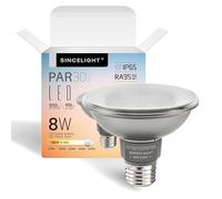SINCELIGHT PAR30s Bombilla LED con Casquillo E27, 8W, 100W Equivalente, Blanco Cálido a Blanco Frío Orientable (2700K-6000K), Alto CRI 95, 1050lm, 30° Ángulo de Haz, IP65 Impermeable, Paquete de 1