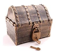 Sincere Party Cofre del tesoro pirata portátil de plástico de gran tamaño para fiesta pirata,caja de almacenamiento de recompensas para el aula del profesor con 2 cerraduras y 4 llaves en tamaño de