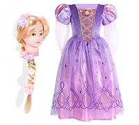 Sincere Party Disfraz de princesa Rapunzel para niñas con peluca enredada 5-6 años, nueva opción 2022