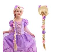 Sincere Party Peluca princesa niña, peluca rubia a cuadros princesa de pelo largo para la fiesta de Halloween de la niña, vestida para el juego de roles