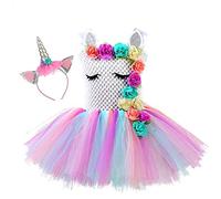 Sincere Party Vestido tutú de princesa de unicornio, arco iris, para fiesta de cumpleaños, disfraz de Halloween o para ocasiones temáticas de unicornio, para ocasiones de vestir (2-3T/90-100cm)
