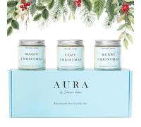 SINCERO HOME - Juego de 3 Velas de Soja Navideñas Artesanales con Aromas Festivos (Jengibre, Canela, Latte) - Pack de Velas para Decoración y Ambiente Acogedor
