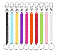 SinChic Cuerda de Pesca,10 Pack Llavero Espiral Elástico Multicolores Llaveros Plástico con Muelle Retráctil Alambre de Cuerda de Seguridad para Llaves Alicates Antorcha Trabajo Escolar 10 Colores