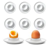 SinChic Hueveras,6 PCS Huevera Redonda Portátil con Base Clásico Platos de Plástico Blanco Porta Huevera Apilable para Huevos para Desayuno Fiesta Comedor