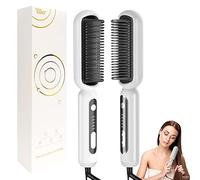 Sindax Cepillo Alisador de Pelo con Generador de Iones y Temperatura Regulable Hasta 210° para Alisa Rizado Anti-quemaduras Apagar Automáticamente (Blanco)