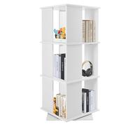 Sindipanda Estantería giratoria de 97 cm, con 3 niveles, giratoria a 360°, para libros, revistas, rectangulares, para salón, balcón, habitación infantil (blanco)