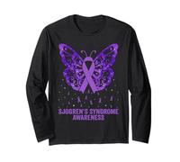 Síndrome de Sjögren Concientización Cinta Púrpura Mariposa Sjögren Manga Larga
